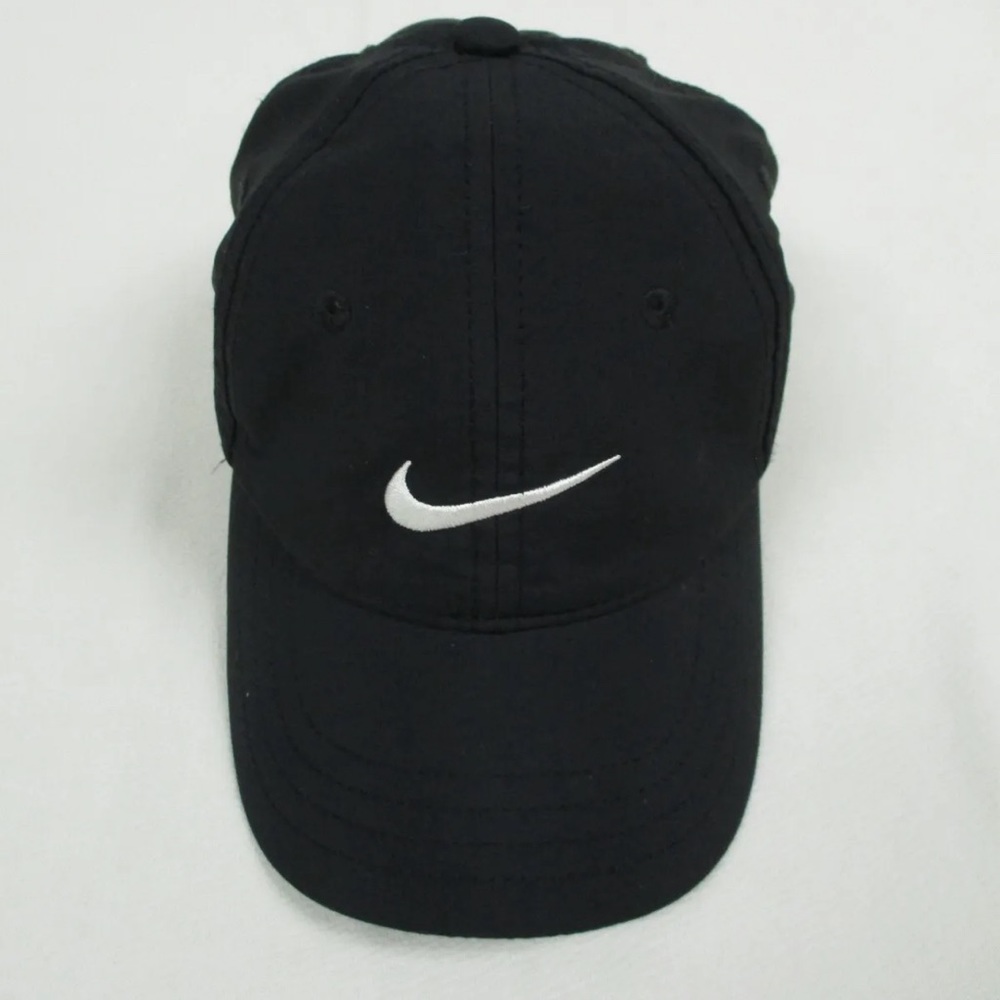 NWOT Nike Hat Cap Strap Black Swoosh Adjustable Dri Fit